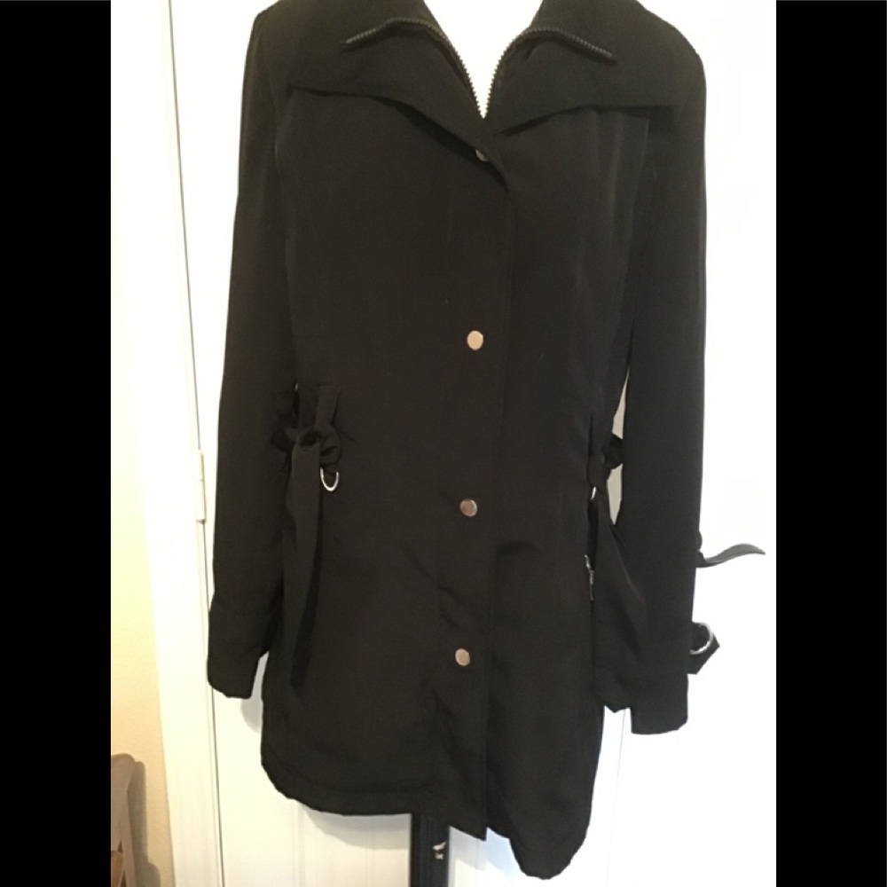 TRENCH COAT, BLACK POLYESTER LIGHT WEIGHT